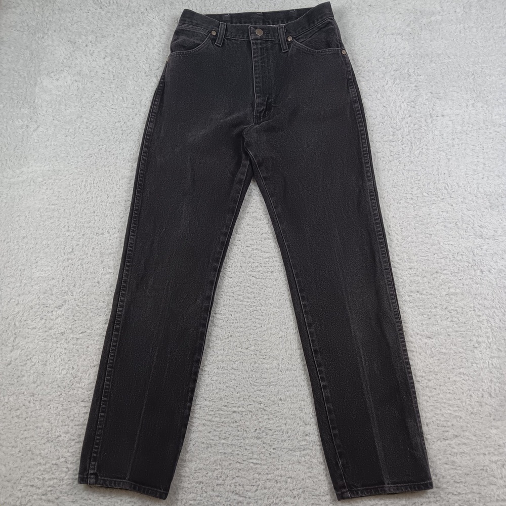 VTG Wrangler Jeans 14MWZWK Women 9 Black High Rise Straight Leg USA Made